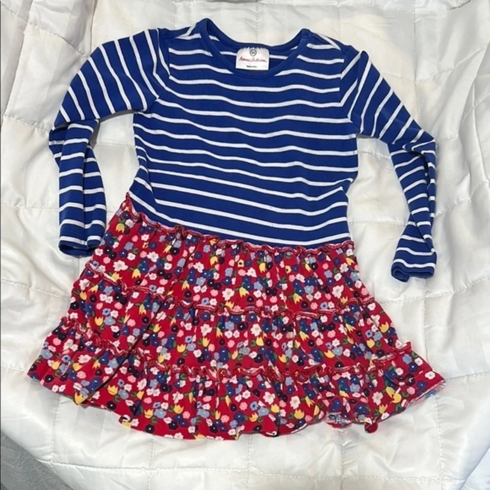 Hanna Andersson Navy Striped and Red Floral Dress